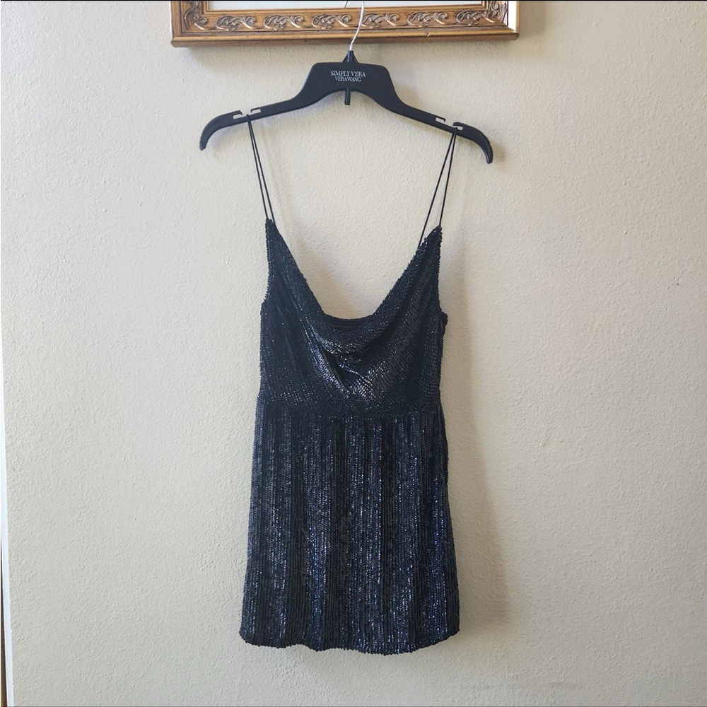 Retrofete Jill sequin mini dress with straps in black size XS